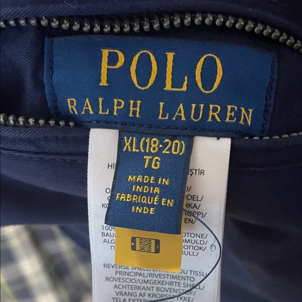 Ralph Lauren Blue Jacket with Plaid Collar